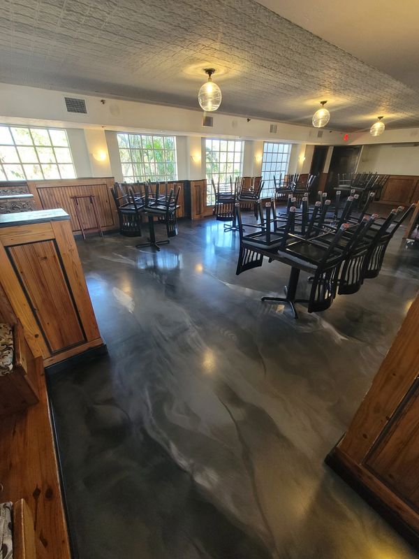 Commercial metallic floor.