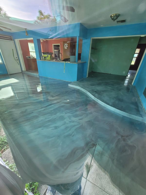Metallic residential epoxy floor.