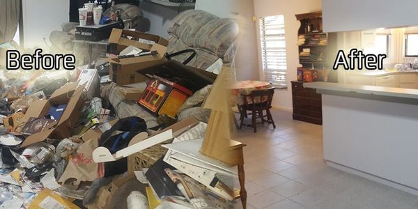 Before and after messy to clean room transformation.