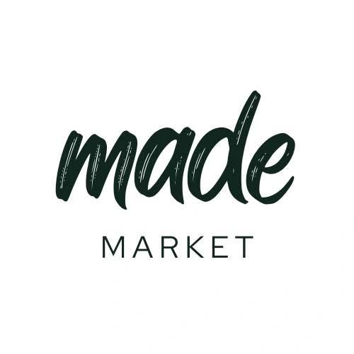 Logo with 'made' in script and 'MARKET' in uppercase.