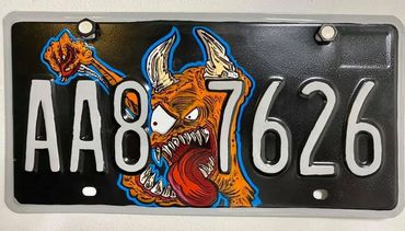 Custom Hand Painted Low Brow Hot Rod License Plates