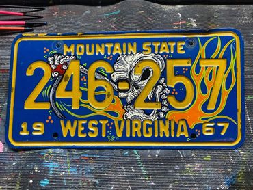 Custom Low Brow Hand Painted Hot Rod License Plate