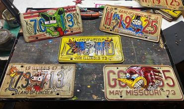 Custom Low Brow Hot Rod License plates Hand painted