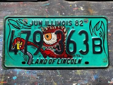 Custom Low Brow Hand Painted Hot Rod License Plate