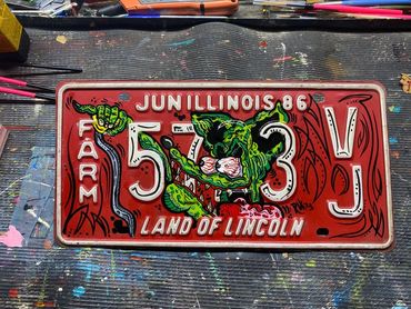 Custom Low Brow Hand Painted Hot Rod License Plate
