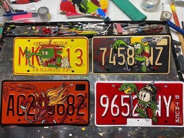 Custom Hot Rod Hand Painted Low Brow License plate