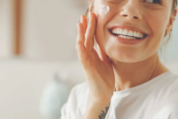 Patient applying anti-wrinkle medication