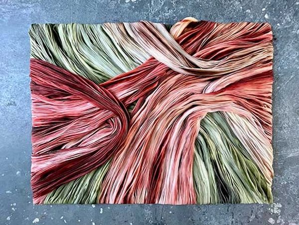 Karen Davis and Pepa Martin shibori hand dyed silk artwork on linen board.