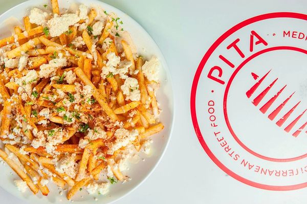 PITA Mediterranean Street Food Logo and loaded Greek fries