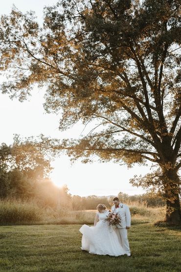 The Emerald Hill all-inclusive wedding venue near Charlotte, NC featuring a couple at sunset 