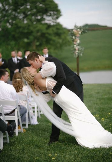 The Emerald hill wedding venue near Charlotte featuring a spring wedding near the water feature