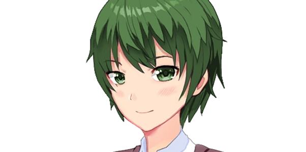 Fan-made sprite of the MC from Doki Doki Literature Club with green eyes and hair