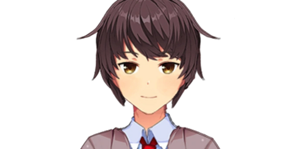 Fan-made sprite of the MC from Doki Doki Literature Club with a name tag saying "Prezman"