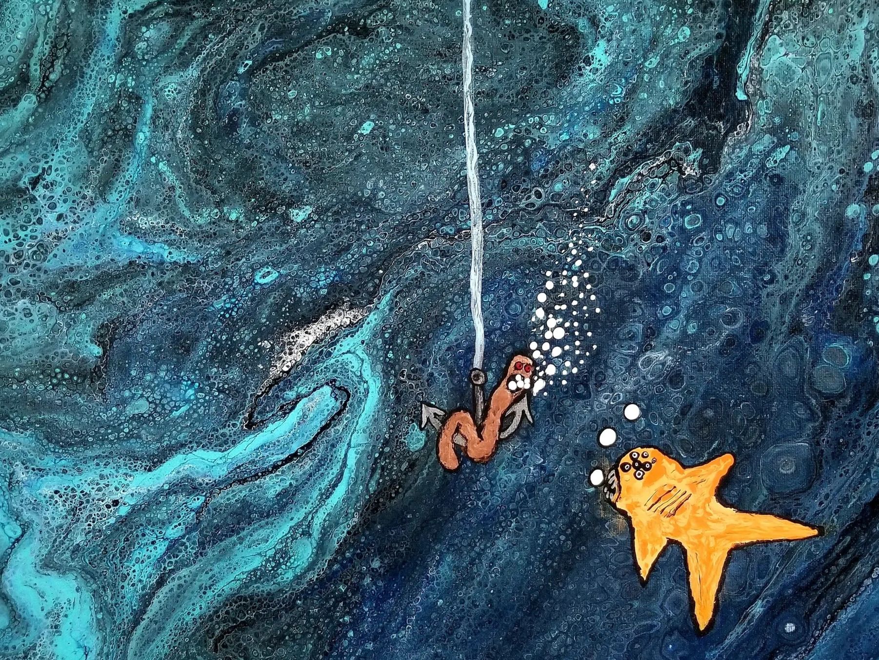 An acrylic drawing on acrylic painting by horror mystery speculative fiction author Jaime Johnesee 