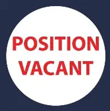 Red text 'POSITION VACANT' on a white circular background.