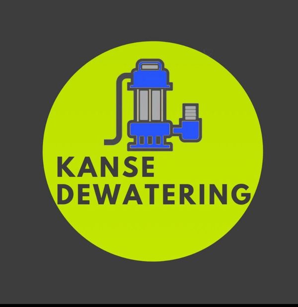 Logo of Kanse Dewatering with a pump illustration on a green circle.