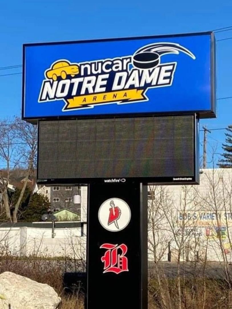 Nucar Notre Dame Arena’s new digital sign. 