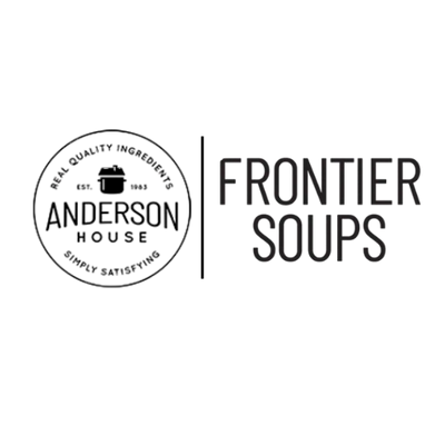 Anderson House Frontier Soups logos featuring real quality ingredients and simply satisfying meals