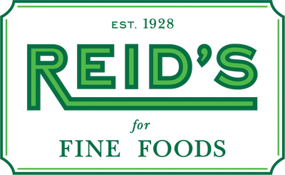 Reid's Fine Foods green vintage logo established 1928 - premium grocery store brand