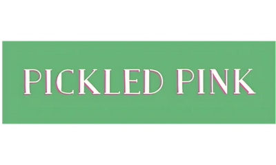 Pickled Pink Foods green logo - gourmet all-natural pickled condiments with Southern flavors