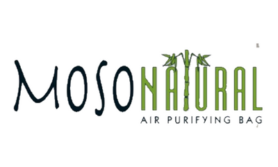 Moso Natural logo for bamboo charcoal air purifying bags, safe odor control - home car shoes office