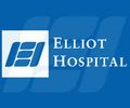 Logo of Elliot Hospital with blue and white colors.
