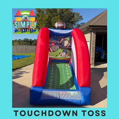Inflatable football-themed toss game called Touchdown Toss.