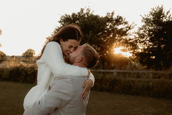 golden hour bride and groom portraits at at John Fretwell Complex, Mansfield