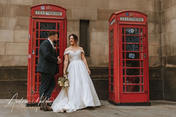 Bride and groom relaxing at Manchester Hall for their Manchester City Centre Wedding 