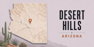 Map pinpointing Desert Hills in Arizona.