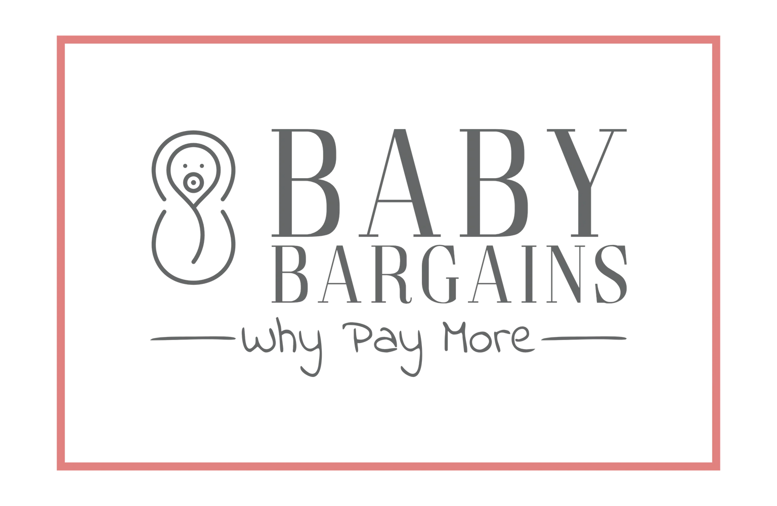 Logo for Baby Bargains with a baby icon and slogan.