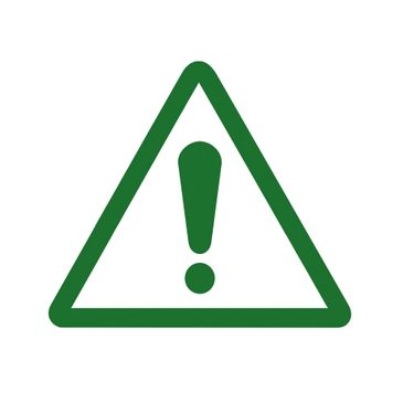 Green warning sign graphic.