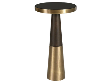 Modern console table with a unique vertical cutout design in wood.