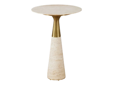 Modern console table with a unique vertical cutout design in wood.