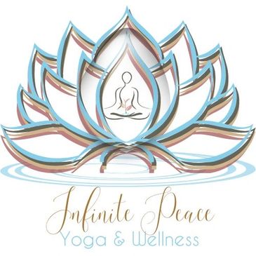 Stylized lotus flower logo with meditative figure for yoga and wellness.