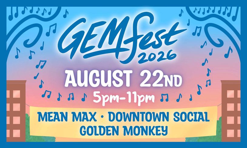 GEMfest 2026 music event on August 22nd from 5pm to 11pm.