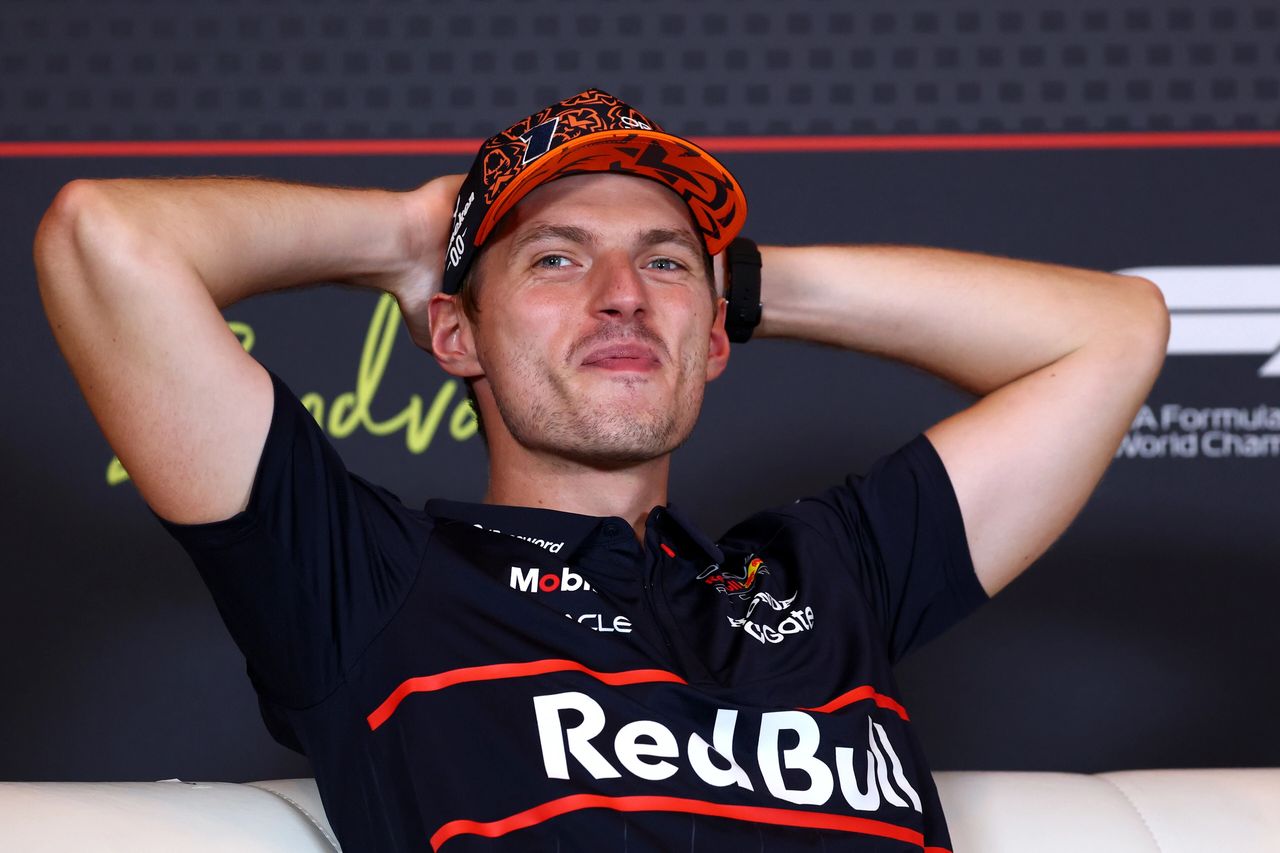Max Verstappen at the press conference after finishing second in the 2025 Dutch Grand Prix, looking ahead to Monza with Red Bull