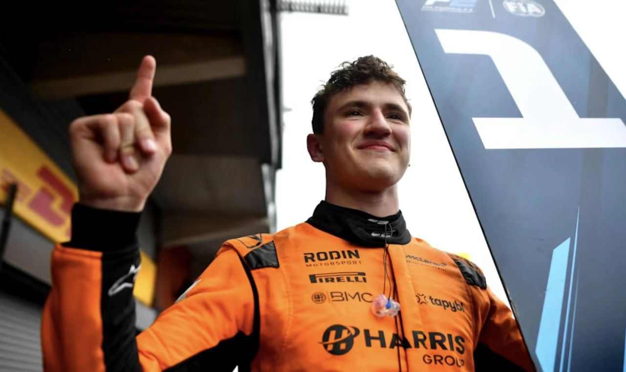 Alexander Dunne celebrates wet-weather win at Spa in FIA Formula 2, Rodin Motorsport, July 2025