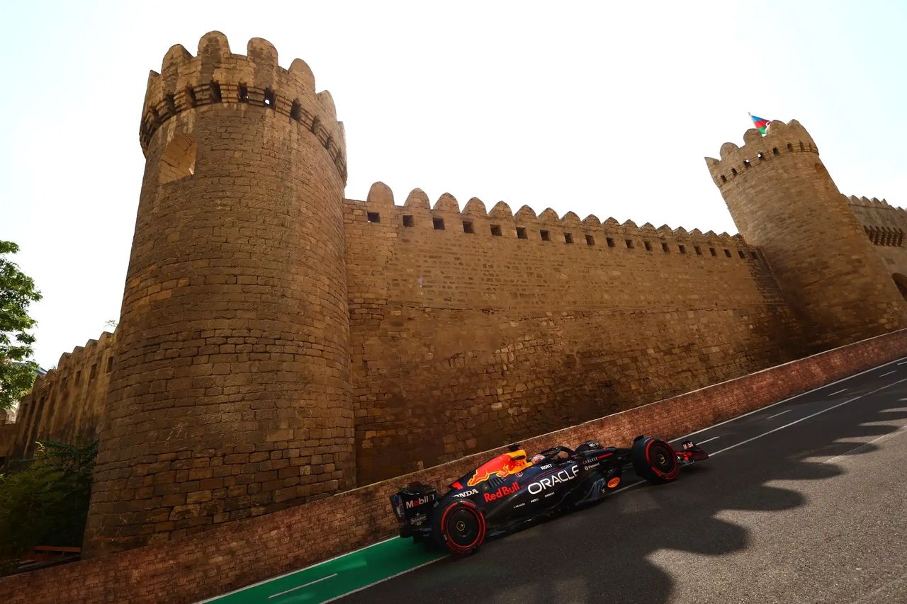 Max Verstappen in Red Bull RB21 during Friday practice at the Azerbaijan GP 2025 in Baku
