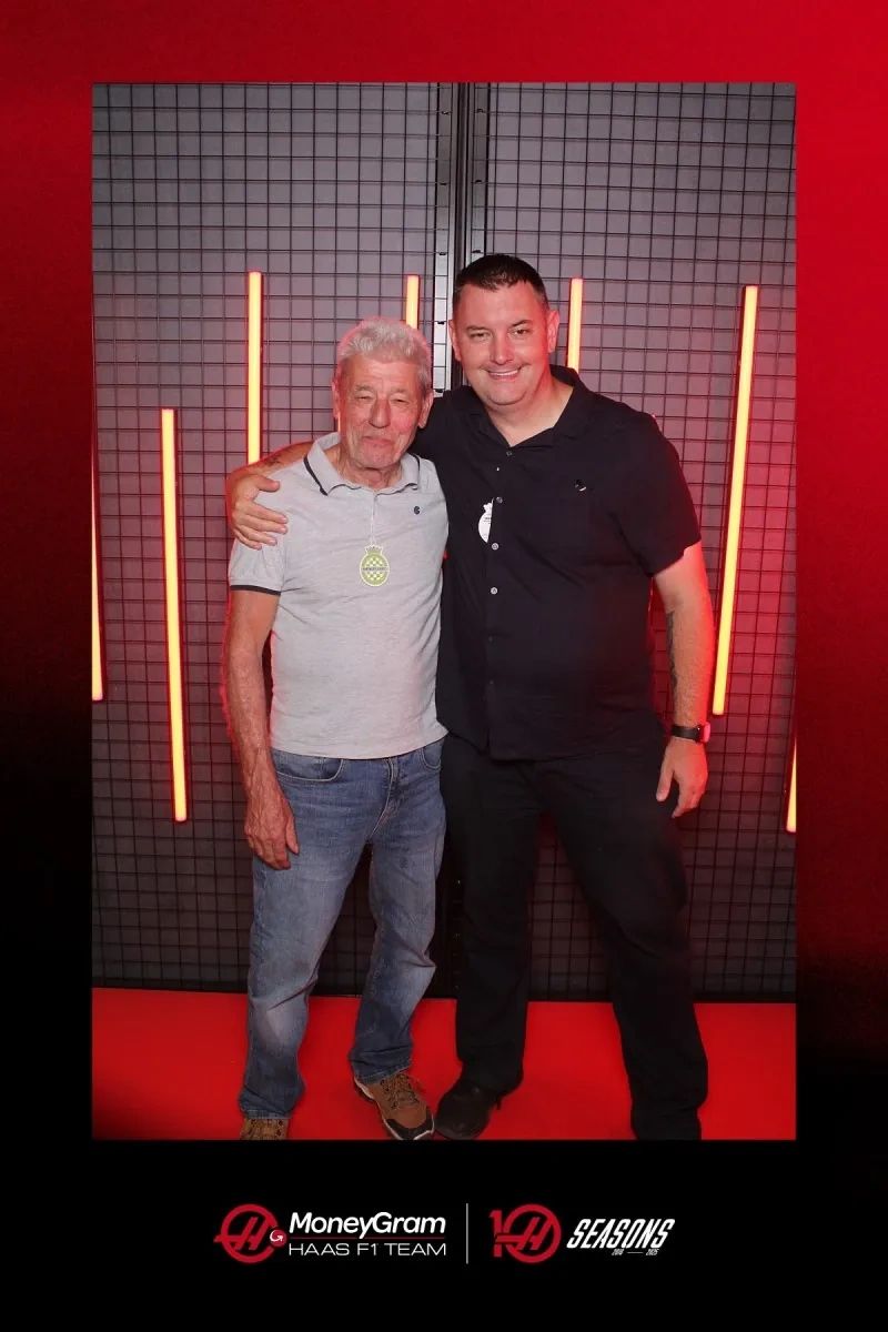 Father and son at the 2025 Goodwood Festival of Speed, marking Haas F1 Team’s 10th anniversary with a visit to the team’s interactive pop-up activation. Father and son at the 2025 Goodwood Festival of Speed, marking Haas F1 Team’s 10th anniversary with a visit to the team’s interactive pop-up activation.