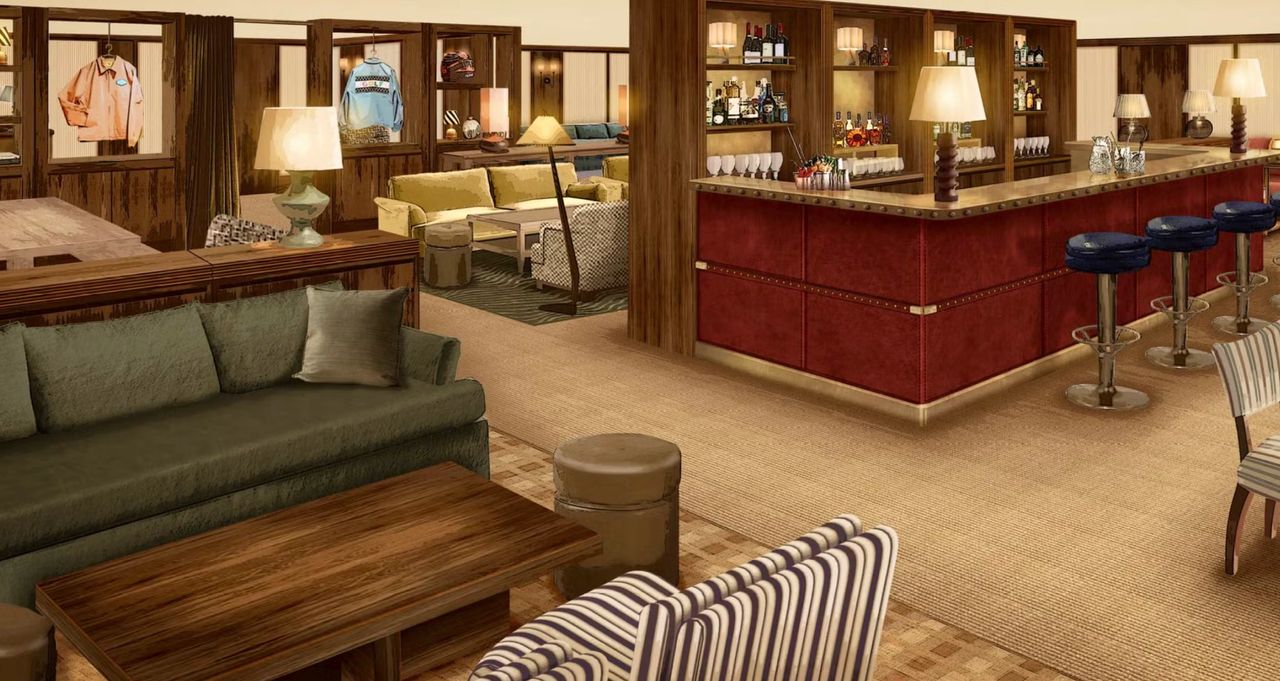 Interior view of House 44 by Soho House — a bespoke F1 Paddock Club suite created in collaboration with Lewis Hamilton, featuring premium hospitality, curated memorabilia, and trackside views across six 2025 Formula 1 Grands Prix. Interior view of House 44 by Soho House — a bespoke F1 Paddock Club suite created in collaboration with Lewis Hamilton, featuring premium hospitality, curated memorabilia, and trackside views across six 2025 Formula 1 Grands Prix.