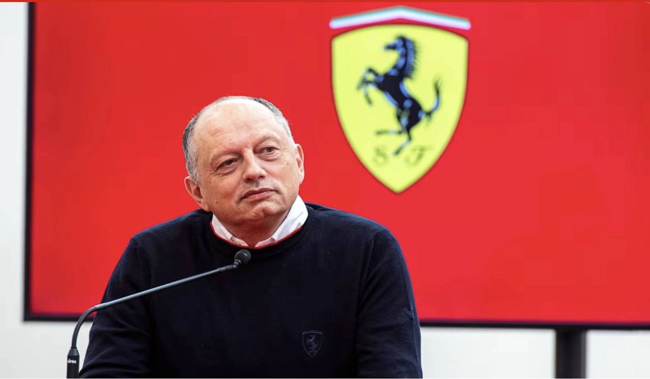 Fred Vasseur speaking at a press conference, as rumours mount over his future amid rising internal and media pressure during the 2025 Formula 1 season.