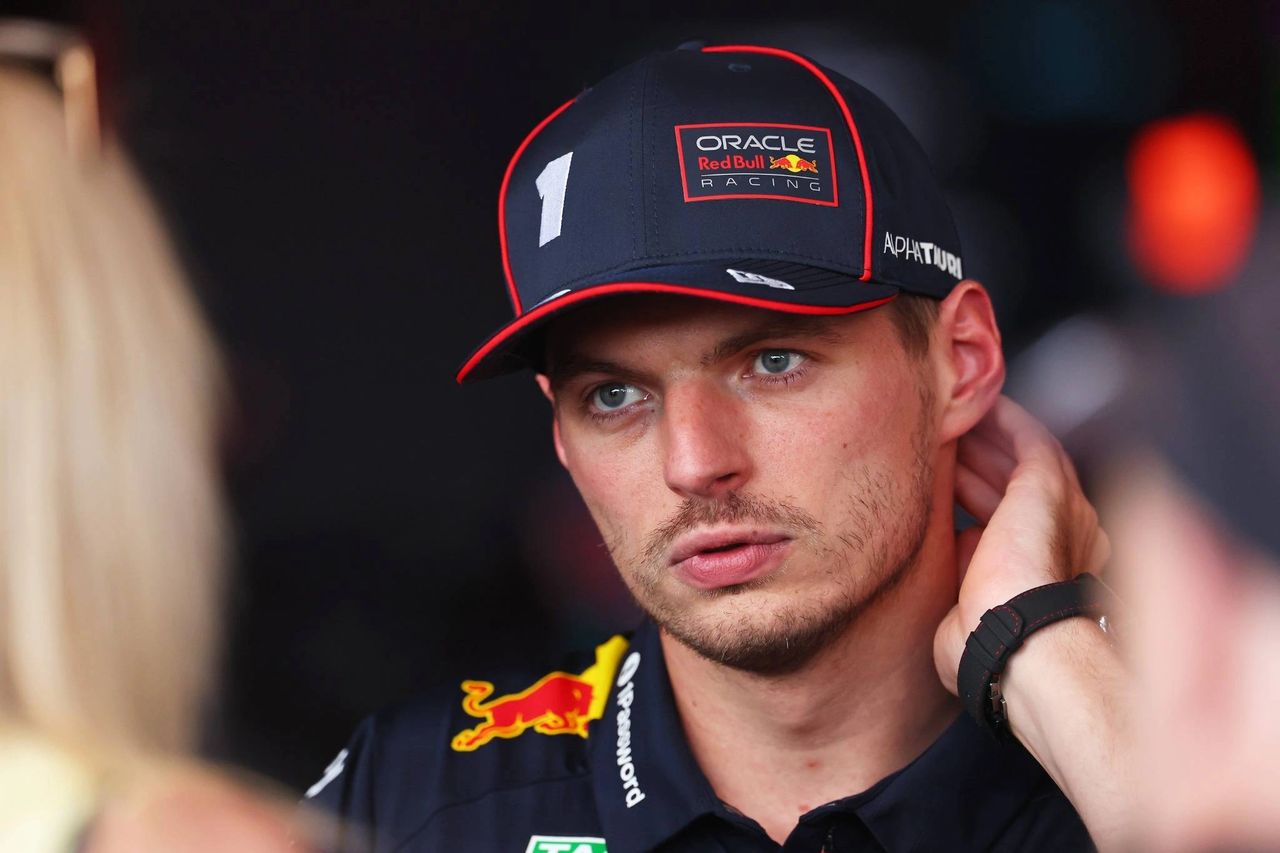 Max Verstappen interviewed during practice at the 2025 Hungarian Grand Prix at the Hungaroring, August 1st