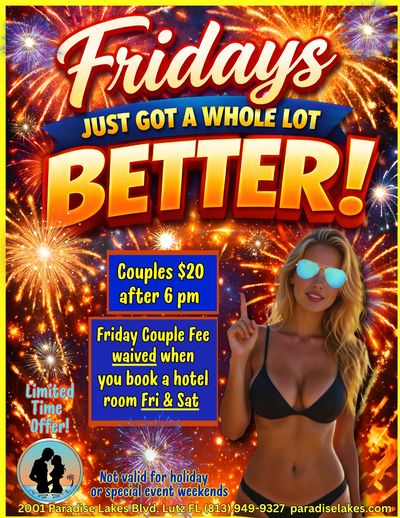 Event flyer featuring bikini woman.