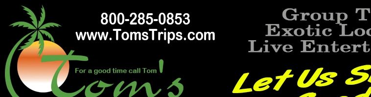 Travel banner promoting Tom's Trips.