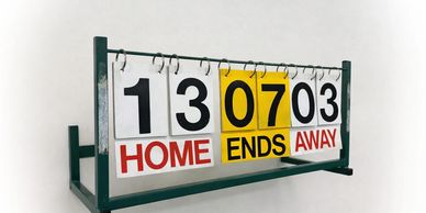 A lawn bowls score board