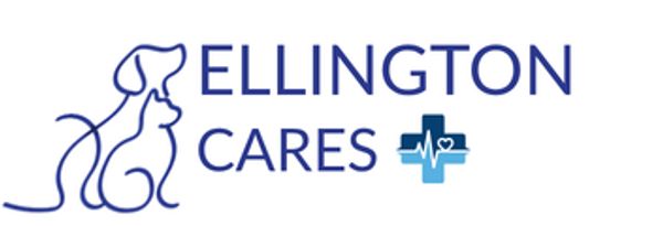 Logo with dog, cat, and medical cross for Ellington Cares.