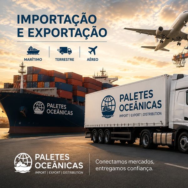 Transporte de importação e exportação por mar, terra e ar com Paletes Oceânicas.
