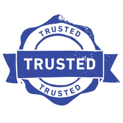 Blue trusted badge stamp.