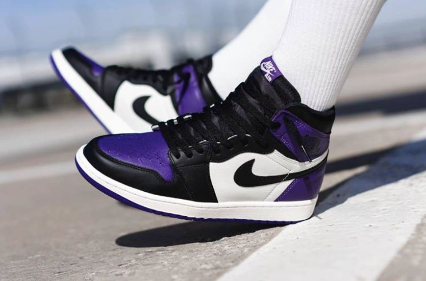 Jordan 1 court purple on feet hot sale